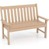 imageGiantex Outdoor Bench 52Inch Outside Bench AllWeather HDPE Park Bench with Backrest and Armrests 705 lbs Weight Capacity 2Person Slatted Patio Bench for Porch Yard Lawn Garden Bench WhiteTeak
