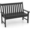 imageGiantex Outdoor Bench 52Inch Outside Bench AllWeather HDPE Park Bench with Backrest and Armrests 705 lbs Weight Capacity 2Person Slatted Patio Bench for Porch Yard Lawn Garden Bench WhiteBlack