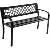 imageGiantex Outdoor Bench Garden Bench with Iron Steel Frame PVC Backrest Mesh Pattern Ergonomic Armrests 500 lbs Metal Outside Bench for Patio Park Porch Lawn Yard Balcony Path Entryway Deck46L x 20W x 30H