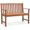 imageGiantex Outdoor Bench Wood Patio Bench with Cozy Armrests amp Backrest Slatted Sitting Area Eucalyptus Wood Frame 2Person Loveseat for Park Porch Yard 800 lbs Max Load Garden Bench Eucalyptus