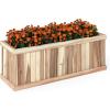 imageGiantex Outdoor Raised Garden Bed 40 x 13 x 12 Pine Wood Planter Box with 3 Drainage Holes Removable Bottom amp Bed Liner Rectangular Flower Container for Vegetables Herbs Indoor amp OutdoorNatural