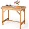 imageGiantex Patio Dining Table Outdoor Solid Wood Table for 4 or 6 Persons with 15 Umbrella Hole Indoor Outside Table for Lawn Backyard Garden