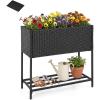 imageGiantex Raised Garden Bed with Legs 40 x 12 Rattan Elevated Planter Box wStorage Shelf Removable Liner Drainage Gaps for Vegetables Flowers amp Herbs Outdoor Planting Stand for Backyard PatioBlack