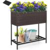 imageGiantex Raised Garden Bed with Legs 40 x 12 Rattan Elevated Planter Box wStorage Shelf Removable Liner Drainage Gaps for Vegetables Flowers amp Herbs Outdoor Planting Stand for Backyard PatioBrown