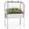 imageGiantex Raised Garden Bed with Legs amp Greenhouse Cover 44x22x60 Elevated Metal Planter Box with Rollup Door Outdoor Mini Greenhouse for Vegetable Flower Herb Patio Balcony Black2Silver