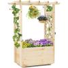 imageGiantex Raised Garden Bed with Sided Trellis amp Roof Set 2 31x16x41 Wood Elevated Planter Box Freestanding Garden Planter Raised Bed for Flowers Herbs Climbing VinesBrownNatural