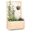 imageGiantex Raised Garden Bed with Trellis 39x14x40 Wood Elevated Planter Box wDrainage Hole for Climbing Vine Flower Herb Vegetable Fruit Planting Container for Indoor Outdoor Patio BalconyNatural