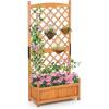 imageGiantex Raised Garden Bed with Trellis 72 Wooden Planter Box Outdoor wPrivacy Screen Roof Large Vertical Garden Planter wDrainage Holes for Climbing Plants Patio Balcony BackyardOrange