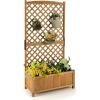 imageGiantex Raised Garden Bed with Trellis 72 Wooden Planter Box Outdoor wPrivacy Screen Roof Large Vertical Garden Planter wDrainage Holes for Climbing Plants Patio Balcony BackyardNatural