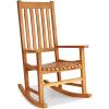 imageGiantex Rocking Chair Acacia Wood Frame Outdooramp Indoor for Garden Lawn Balcony Backyard and Patio Porch Rocker 1 BlackNatural