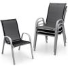 imageGiantex Set of 4 Patio Chairs Stackable Outdoor Dining Chairs 330 LBS Capacity All Weather Resistant Heavy Duty Rustproof Metal Armchairs Lawn Chairs for Front Porch Yard Pool GardenBlack