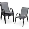 imageGiantex Set of 4 Patio Chairs Stackable Outdoor Dining Chairs 330 LBS Capacity All Weather Resistant Heavy Duty Rustproof Metal Armchairs Lawn Chairs for Front Porch Yard Pool GardenGrey