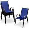 imageGiantex Set of 4 Patio Chairs Stackable Outdoor Dining Chairs 330 LBS Capacity All Weather Resistant Heavy Duty Rustproof Metal Armchairs Lawn Chairs for Front Porch Yard Pool GardenBlue