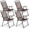 imageGiantex Set of 4 Patio Folding Sling Chairs Steel Camping Deck Garden Pool Backyard Chairs