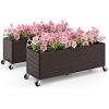 imageGiantex Wicker Raised Garden Bed with Wheels 38x12x14 Rectangular Garden Planter Box wPE Rattan Liner Fabric Wicker Patio Elevated Raised Bed for Vegetable Flower Herb Porch Balcony2