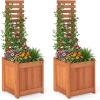 imageGiantex Wood Raised Garden Bed with Trellis Outdoor Planter Box wOpenEnded Base for Climbing Plants 18 Planting Depth Freestanding Privacy Planters Trellis Planter for Patio Backyard2