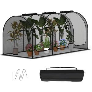 imageGiantex 108 x 48 x 47 Tunnel Crop Cage Large Portable Plant Protection Tent w 3 Rollup Zippered Doors amp Carrying Bag Raised Garden Bed Netting Cover for Vegetables Fruits Flowers108 x 48 x 47