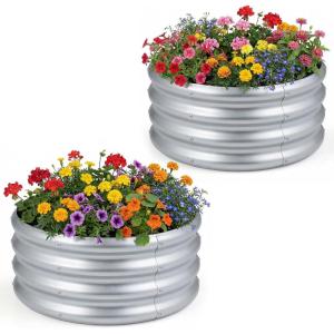 imageGiantex 2 Pack 4 x 2 x 2 FT Galvanized Raised Garden Bed Rectangular Metal Planter Box with OpenEnded Base for Sapling Vegetable Flower Fruit Outdoor Plant Container Kit for Patio amp Lawn Sliver2