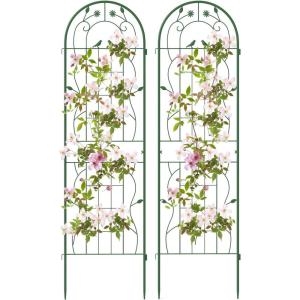 imageGiantex 2 Pack Garden Trellis 72 FT Tall Galvanized Steel Trellis for Climbing Plants Outdoor for Patio Lawn Wall Decor Plant Trellis for Vine Cucumber Tomato Flower Clematis Roses WhiteGreen