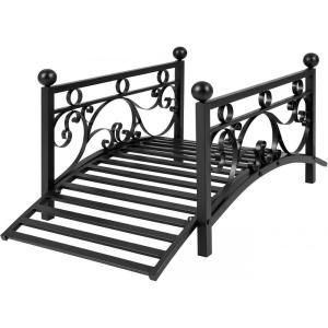imageGiantex 33 FT Metal Garden Bridge 330 lbs Capacity Outdoor Landscape Bridges with PowderCoated Finish amp Scrollwork Rails Decorative Bridge for Backyard Lawn Garden Pathway Easy Assembly40 x 18 x 17