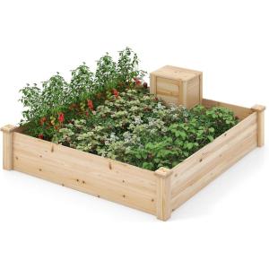 imageGiantex 3Tier Raised Garden Bed Tiered Planter Box wOpenEnded Base Fir Wood Elevated Raised Beds for Gardening Vegetable Flower Herb Fruit Perfect for Patio Lawn Backyard49Lx49Wx10H