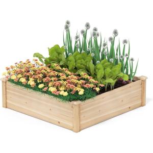 imageGiantex 3Tier Raised Garden Bed Tiered Planter Box wOpenEnded Base Fir Wood Elevated Raised Beds for Gardening Vegetable Flower Herb Fruit Perfect for Patio Lawn Backyard40lx40wx12h