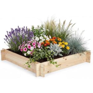 imageGiantex 3Tier Raised Garden Bed Tiered Planter Box wOpenEnded Base Fir Wood Elevated Raised Beds for Gardening Vegetable Flower Herb Fruit Perfect for Patio Lawn Backyard40lx 40wx 65h