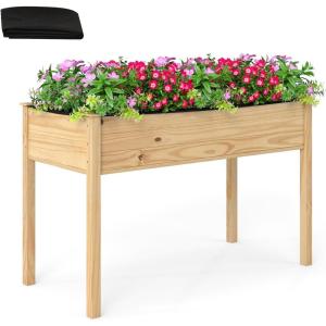 imageGiantex 65 Wooden Raised Garden Bed wTrellis on Wheels Mobile Elevated Planter Box wLegs Liner amp Drainage Holes for Climbing Plant Vegetable Herb Flower Outdoor Garden Box Backyard Balcony1