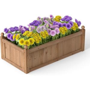 imageGiantex Acacia Wood Raised Garden Bed 44x23x16 Rectangular Planter Box wBlack Liner for Growing Vegetable Flower Herb Fruit Easy Assembly Outdoor Planting Bed for Backyard Garden LawnLight Brown