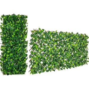 imageGiantex Expandable Fence Privacy Screen  Decorative Faux Purple Eucalyptus Fencing Panel for Balcony Artificial Hedges with PE Leaves and Willow for Outdoors Garden Patio Deck Apartment 1 PackGreen Ivy
