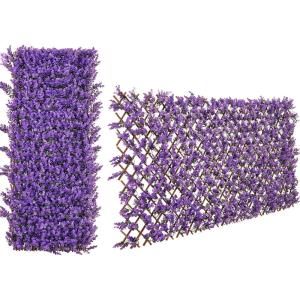 imageGiantex Expandable Fence Privacy Screen  Decorative Faux Purple Eucalyptus Fencing Panel for Balcony Artificial Hedges with PE Leaves and Willow for Outdoors Garden Patio Deck Apartment 1 PackPurple Eucalyptus