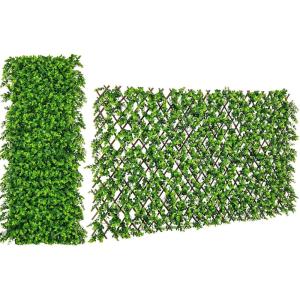 imageGiantex Expandable Fence Privacy Screen  Decorative Faux Purple Eucalyptus Fencing Panel for Balcony Artificial Hedges with PE Leaves and Willow for Outdoors Garden Patio Deck Apartment 1 PackGreen Eucalyptus