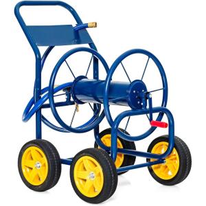imageGiantex Garden Hose Reel Cart  Water Hose Cart with 4 Wheels amp Nonslip Grip Outside Portable Water Hose Holder Hold 330 FT of 58 or 34 400 FT of 12 Hose for Lawn Garden Yard Watering BlueBlue