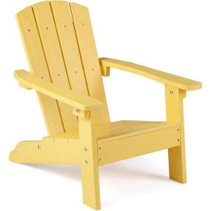 imageGiantex Kids Adirondack Chair AllWeather HIPS Childrens Outdoor Chair wErgonomic Design Toddler Lawn Chairs for Age 38 Kids Beach Chair for Garden Patio Backyard 1TurquoiseYellow