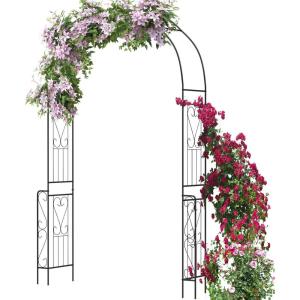 imageGiantex Metal Garden Arbor 75 FT Heavy Duty Arch Trellis for Climbing Plants Decorative Outdoor Garden Archway with Pointed Legs Wedding Arbor for Party Backyard Lawn Ceremony Decoration66W x 95H