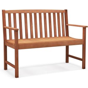 imageGiantex Outdoor Bench Wood Patio Bench with Cozy Armrests amp Backrest Slatted Sitting Area Eucalyptus Wood Frame 2Person Loveseat for Park Porch Yard 800 lbs Max Load Garden Bench Eucalyptus