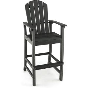 imageGiantex Set of 2 HDPE Outdoor Bar Stools All Weather Tall Adirondack Chair with Armrest Footrest Load 360Lbs Counter Height Bar Stool for Patio Garden Yard Indoor Or Outdoor Use TurquoiseBlack