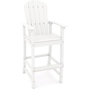 imageGiantex Set of 2 HDPE Outdoor Bar Stools All Weather Tall Adirondack Chair with Armrest Footrest Load 360Lbs Counter Height Bar Stool for Patio Garden Yard Indoor Or Outdoor Use TurquoiseWhite