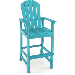 imageGiantex Set of 2 HDPE Outdoor Bar Stools All Weather Tall Adirondack Chair with Armrest Footrest Load 360Lbs Counter Height Bar Stool for Patio Garden Yard Indoor Or Outdoor Use TurquoiseTurquoise