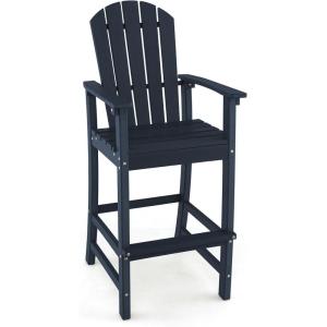 imageGiantex Set of 2 HDPE Outdoor Bar Stools All Weather Tall Adirondack Chair with Armrest Footrest Load 360Lbs Counter Height Bar Stool for Patio Garden Yard Indoor Or Outdoor Use TurquoiseNavy