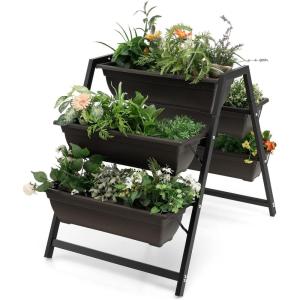 imageGiantex Vertical Raised Garden Bed 5 Planter Boxes Container wDrainage Holes 31H Freestanding HeavyDuty Metal Frame Indoor Outdoor Raised Bed for Vegetables Herbs Flowers to Grow1