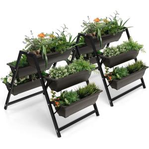 imageGiantex Vertical Raised Garden Bed 5 Planter Boxes Container wDrainage Holes 31H Freestanding HeavyDuty Metal Frame Indoor Outdoor Raised Bed for Vegetables Herbs Flowers to Grow2