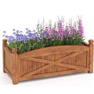 imageGiantex Wooden Raised Garden Bed w 5 Drainage Holes Elevated Rectangular Outdoor Planter Box for Flowers Herbs Vegetables Wood Gardening Container for Patio Garden Yard Balcony 36 x 16 x 151