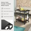 imageGiantex Outdoor Grill Cart  Pizza Oven Stand Table with Lockable Wheels DoubleShelf Outdoor Cooking Prep Table with Garbage Bag Holder Removable Hooks Movable Dining Cart for Kitchen BBQ PartyDoubleShelf