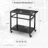 imageGiantex Outdoor Grill Cart  Pizza Oven Stand Table with Lockable Wheels DoubleShelf Outdoor Cooking Prep Table with Garbage Bag Holder Removable Hooks Movable Dining Cart for Kitchen BBQ PartyDoubleShelf