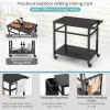 imageGiantex Outdoor Grill Cart  Pizza Oven Stand Table with Lockable Wheels DoubleShelf Outdoor Cooking Prep Table with Garbage Bag Holder Removable Hooks Movable Dining Cart for Kitchen BBQ PartyDoubleShelf