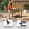 imageGiantex Outdoor Grill Cart  Pizza Oven Stand Table with Lockable Wheels DoubleShelf Outdoor Cooking Prep Table with Garbage Bag Holder Removable Hooks Movable Dining Cart for Kitchen BBQ PartyDoubleShelf