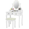 image:imageCHARMAID Girls Vanity Set with Lighted Mirror and Stool Princess Makeup Table with 12 Lights and 5 Drawers White Dressing Desk with Rotatable Mirror and Cushioned Stool for Girls Kids12 Lights