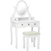 image:imageCHARMAID Girls Vanity Set with Lighted Mirror and Stool Princess Makeup Table with 12 Lights and 5 Drawers White Dressing Desk with Rotatable Mirror and Cushioned Stool for Girls Kids12 Lights