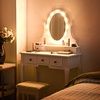 image:imageGiantex LED Vanity Set Dressing Table with Mirror Girls Lighted Vanity Mirror Table with 12 Rose Lights Large Storage for Bedroom Bathroom Vanity Desk White Makeup Vanities with Padded Stool